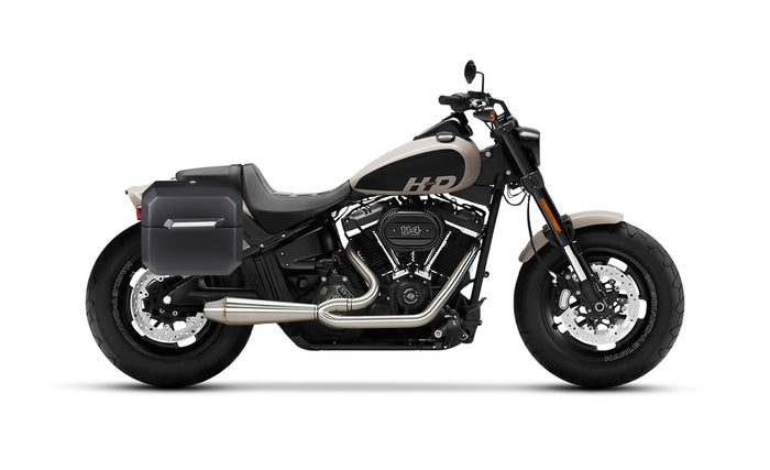 10L - Outlaw Quick-Mount Small Harley Softail Fat Bob FXFB/S Matte Hard Solo Saddlebag (Right Only) Bag on Bike @expand