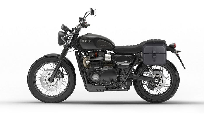 10L - Outlaw Quick Mount Small Triumph Street Scrambler Hard Solo Saddlebag (Left Only) Bag on Bike @expand