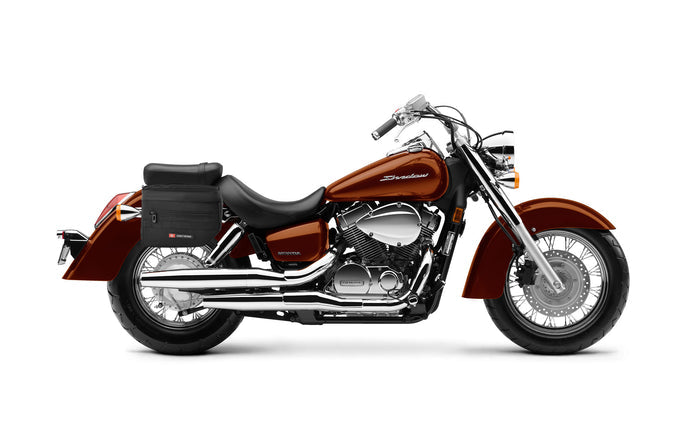 8L - Patriot Small Honda Shadow 1100 Aero Throw Over Saddlebags Bag on Bike @expand