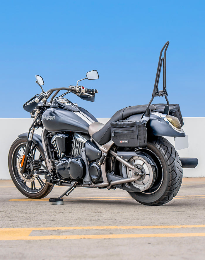 10L - Patriot Small Kawasaki Vulcan 900 Custom VN900C Throw Over Saddlebags Lifestyle