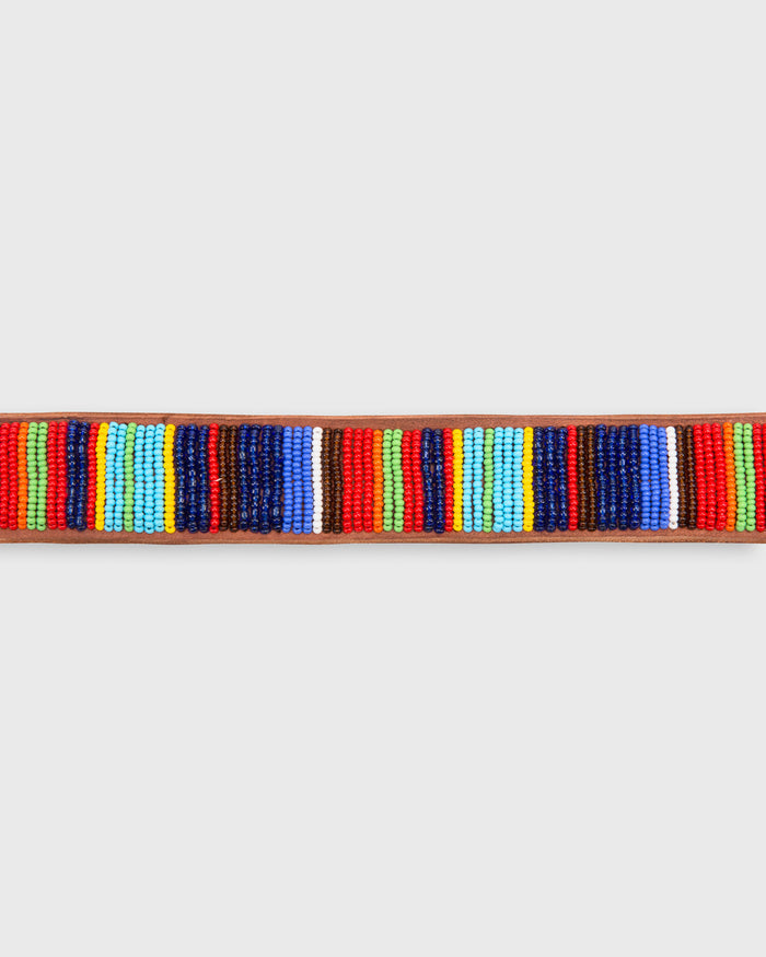 1.25" African Beaded Belt in Multicolor Vertical Stripe