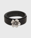 1.25" Flower Conroy Belt in Black Leather