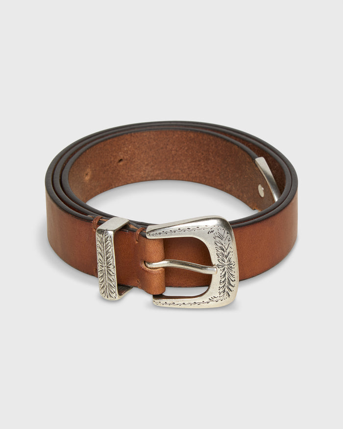 1.25" Petite Western Belt in Cognac Leather