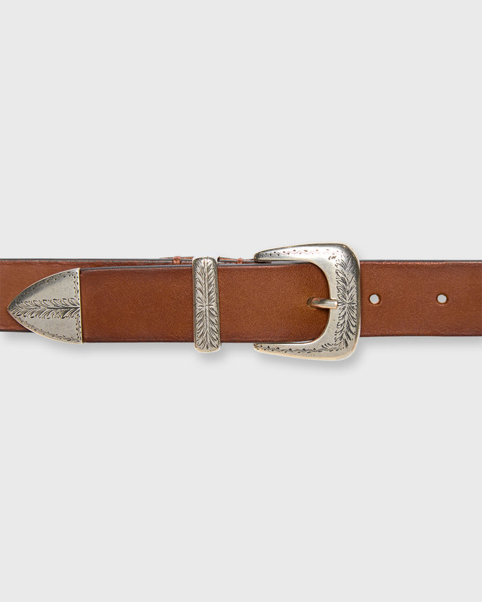 1.25" Petite Western Belt in Cognac Leather
