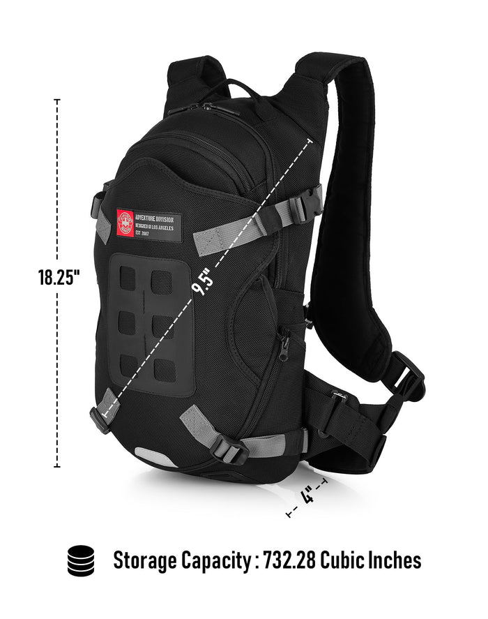 12L - Explorer Royal Enfield Adventure Touring Backpack Storage Capacity