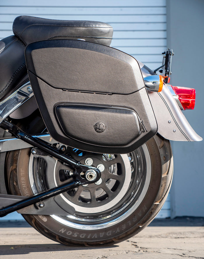 20L - Ironclad Quick-Mount Medium Hard Solo Saddlebag (Left Only) for Harley Softail Fat Boy Lo FLSTFB v2