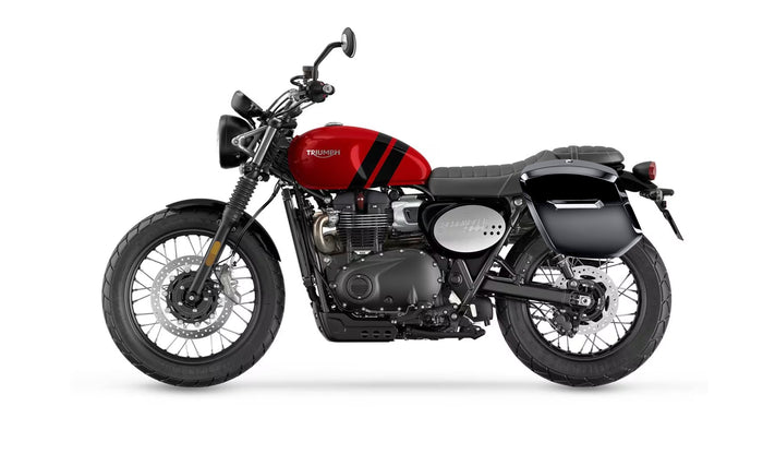 12L - Ironclad Quick-Mount Medium Triumph Scrambler 900 Painted Hard Solo Saddlebag (Left Only) Bag on Bike @expand