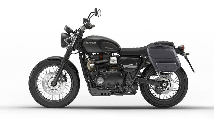 20L - Ironclad Quick Mount Medium Triumph Street Scrambler Hard Solo Saddlebag (Left Only) Bag on Bike @expand