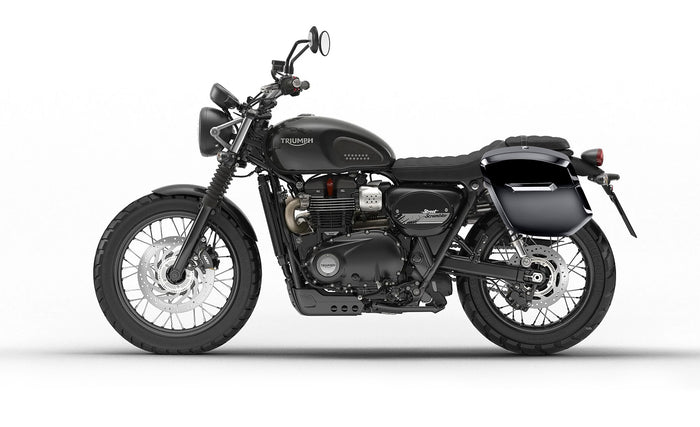12L - Ironclad Quick-Mount Medium Triumph Street Scrambler Painted Hard Solo Saddlebag (Left Only) Bag on Bike @expand