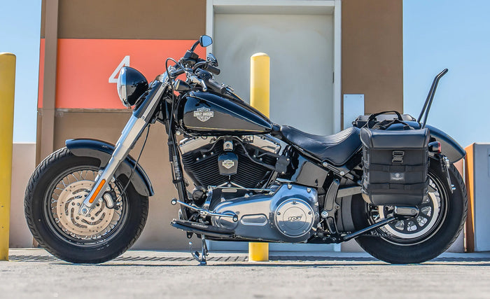 15L - Incognito Quick Mount Medium Harley Softail Slim FLS Solo Saddlebag (Left Only) Lifestyle @expand
