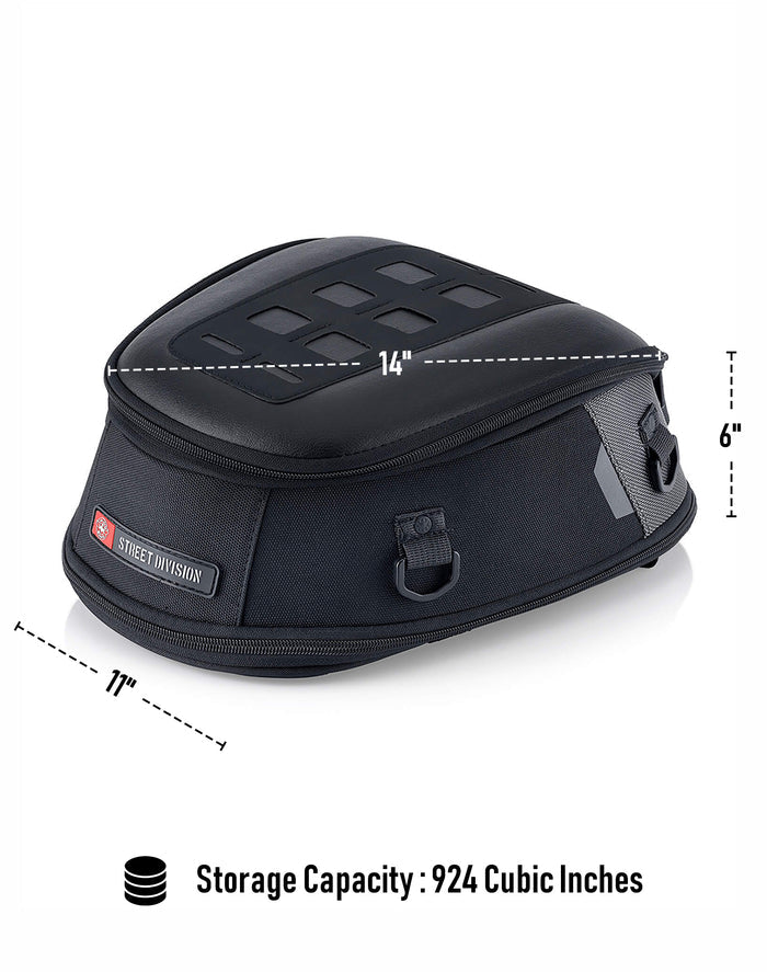 13L - Momentum Small Street/Sportbike Tail Bag Storage Capacity