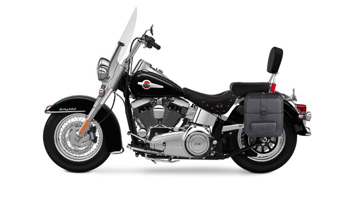Viking 15L Outlaw Quick Mount Medium Hard Solo Saddlebag Left Only For Harley Softail Heritage Flstc I 2007 17 Bag On Bike @expand