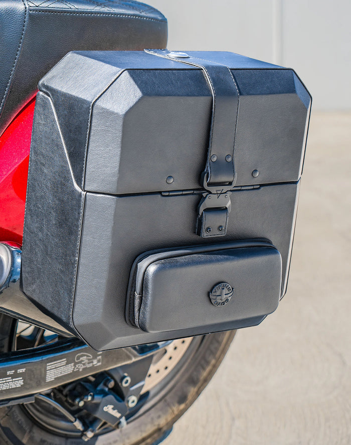 15L - Outlaw Quick-Mount Medium Indian Chief Hard Solo Saddlebag (Left Only)Life Style Photo