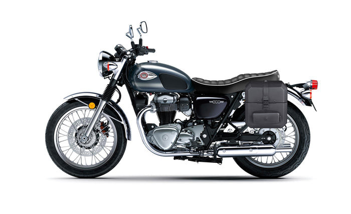 15L - Outlaw Quick Mount Medium Kawasaki W800 Hard Solo Saddlebag (Left Only) bag on Bike @expand