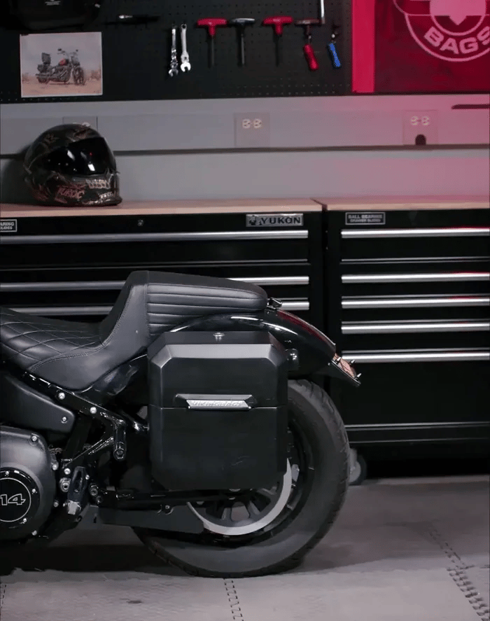 15L - Outlaw Quick Mount Triumph Street Scrambler Matte Hard Solo Saddlebag (Left Only) GIF
