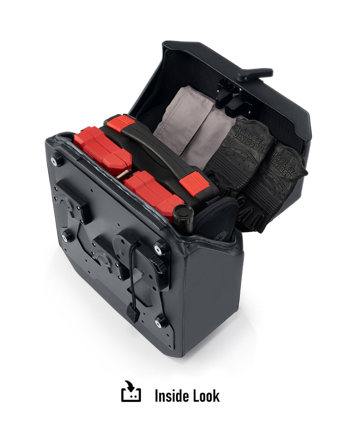 15L - Outlaw Quick Mount Medium Royal Enfield Himalayan 410 Hard Solo Saddlebag (Left Only) Inside Look