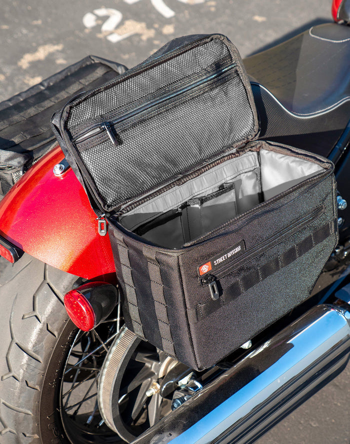 18L - Patriot Large Indian Super Chief Limited Throw Over Saddlebags Lifestyle