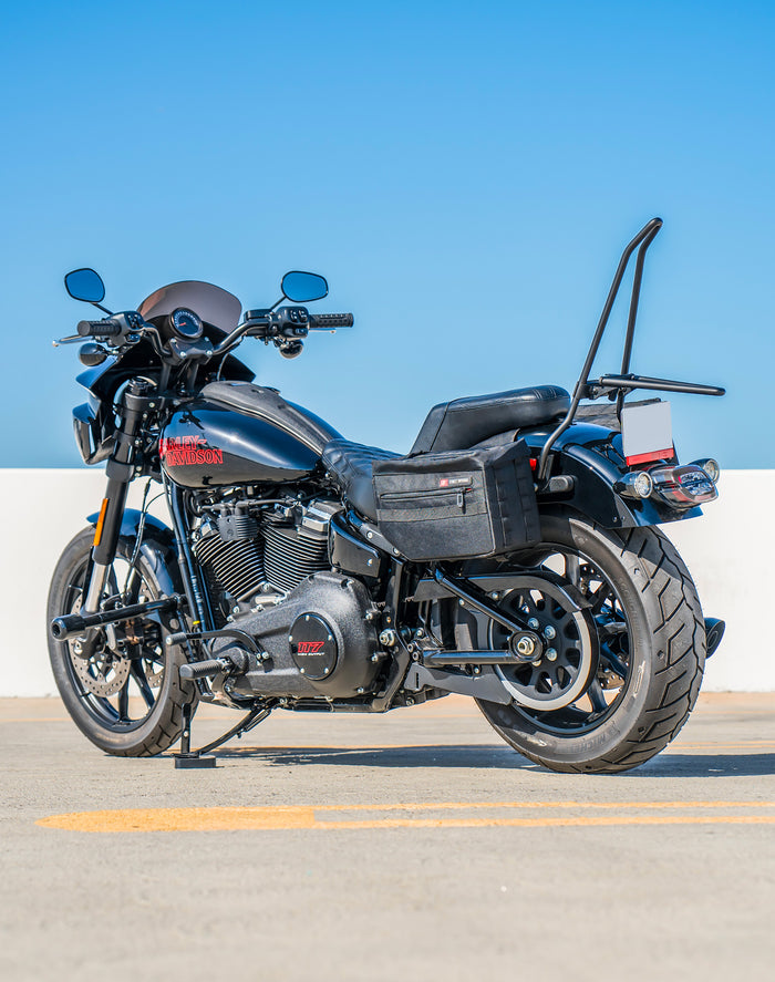 18L - Patriot Medium Throw Over Saddlebags For 2025+ Harley Softail Low Rider S FXLRS Vertical Lifestyle