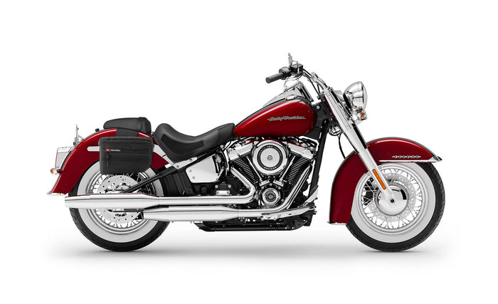 27L - Patriot Large Throw Over Saddlebags for Harley Softail Deluxe FLDE Bag on Bike @expand