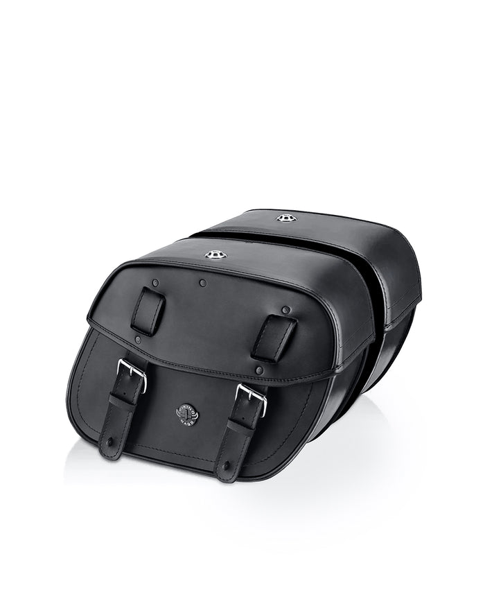25L - Arch Large Shock Cutout Leather Motorcycle Saddlebags for Harley Sportster 883 Iron XL883N Main View