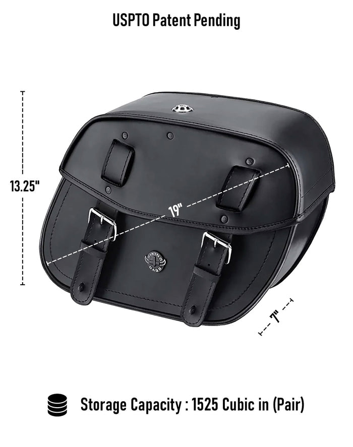 25L - Arch Large Shock Cutout Leather Motorcycle Saddlebags for Harley Sportster 883 Iron XL883N Storage Capacity