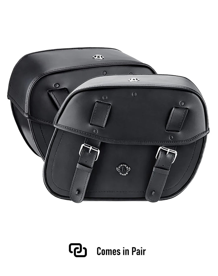 25L - Arch Large Shock Cutout Leather Motorcycle Saddlebags for Harley Sportster 883 Iron XL883N Comes in Pair
