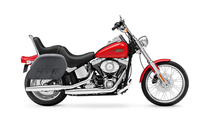 28L - Baelor Medium Motorcycle Saddlebags for Harley Softail Custom FXSTC Bag on Bike @expand