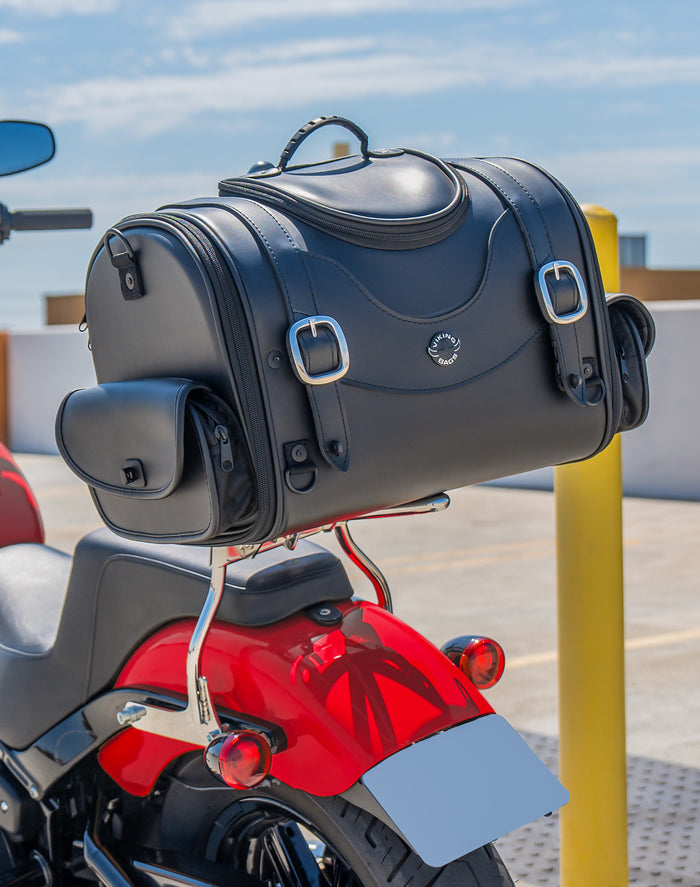 28L - Century Large Honda Leather Motorcycle Trunk Bag Lifestyle Vertical
