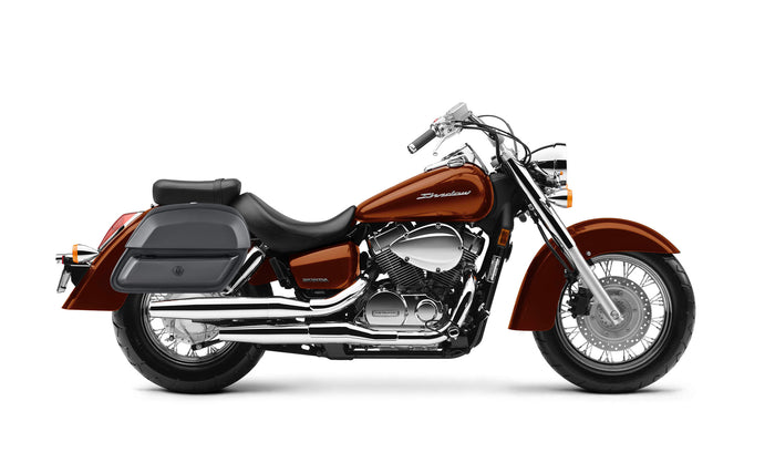 28L - Pantheon Medium Shadow 1100 Aero Leather Motorcycle Saddlebags Bag on Bike @expand