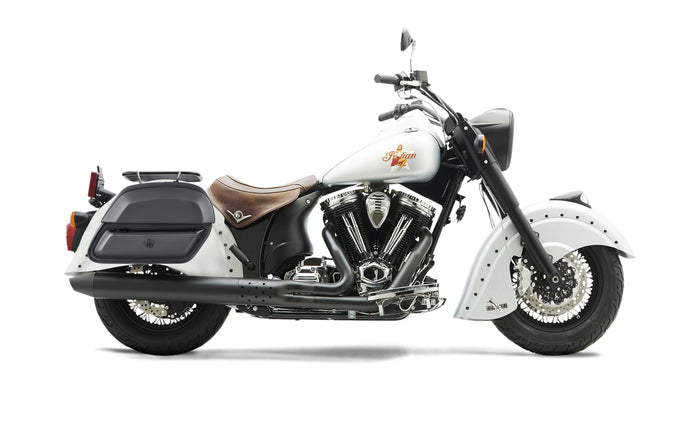 28L - Pantheon Medium Indian Chief Bomber Leather Motorcycle Saddlebags  Bag on Bike @expand