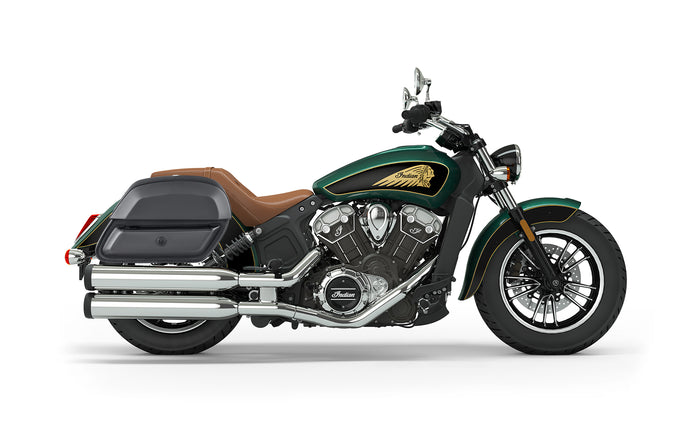 28L - Pantheon Medium Indian Scout Leather Motorcycle Saddlebags Bag on Bike @expand