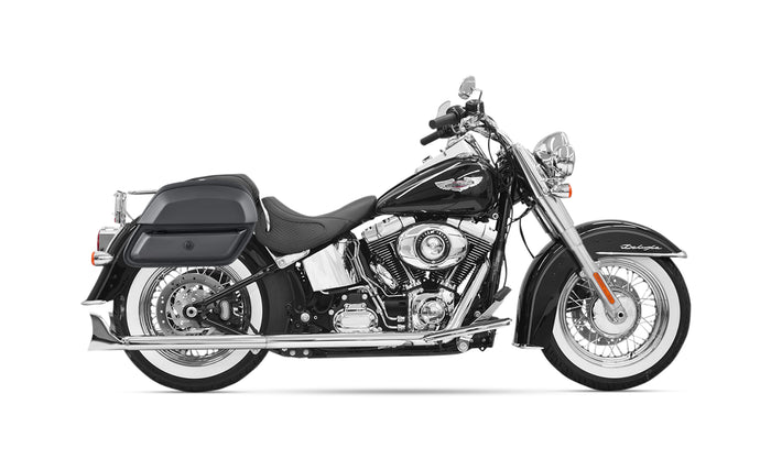 28L - Pantheon Medium Leather Saddlebags for Harley Softail Heritage FLSTC/I Bag on Bike @expand