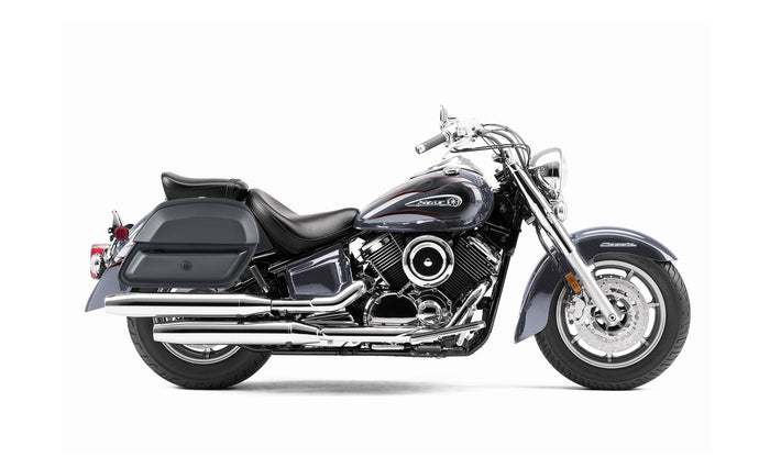 28L - Pantheon Medium Yamaha V Star 1100 Classic XVS11A Leather Motorcycle Saddlebags BAG on Bike View @expand