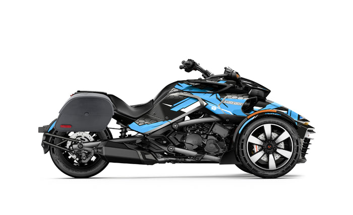 28L - Panzer Medium CAN AM Spyder F3 Leather Motorcycle Saddlebags Bag on Bike @expand