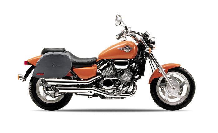 28L - Panzer Medium Hard Mount Honda Magna 750 VF750C Leather Motorcycle Saddlebags Bag on Bike @expand