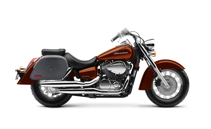 28L - Panzer Medium Honda Shadow 1100 Aero Leather Motorcycle Saddlebags Bag on Bike @expand