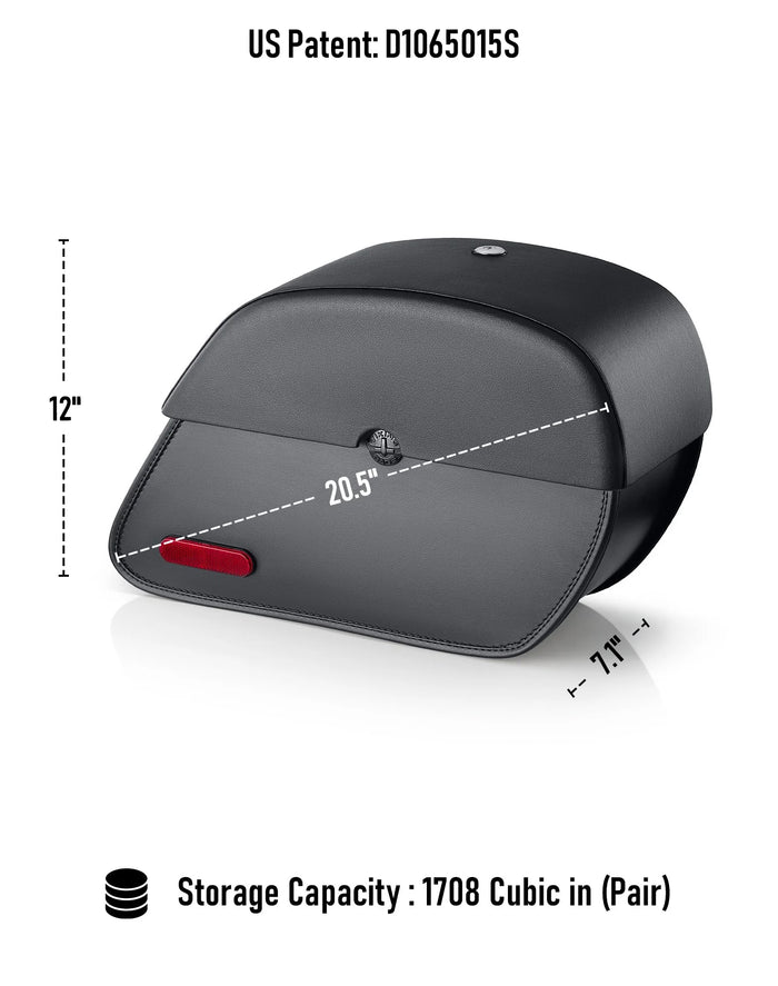 28L - Panzer Medium Hard Mount Honda VTX 1800 R (Retro) Motorcycle Saddlebags Storage Capacity