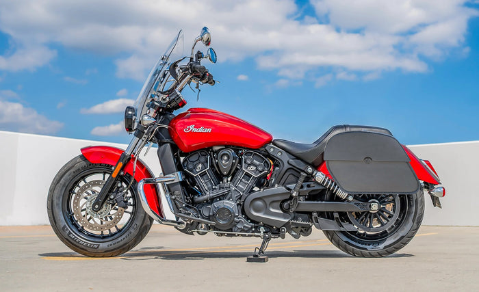28L - Panzer Medium Hard Mount Indian Scout Sixty Classic 2025+ Motorcycle Saddlebags Lifestyle @expand