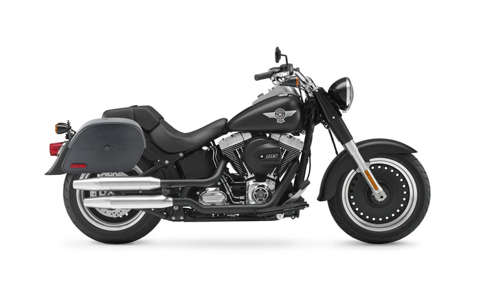 28L - Panzer Medium Motorcycle Saddlebags for Harley Davidson Softail Fat Boy Lo FLSTFB Bag on Bike @expand