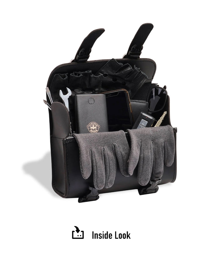 2L - Armor Plain Ducati Leather Motorcycle Fork Bag Inside Look