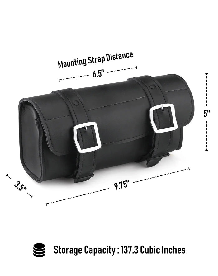 2L - Armor Plain Indian Leather Motorcycle Handlebar Bag Storage Capacity