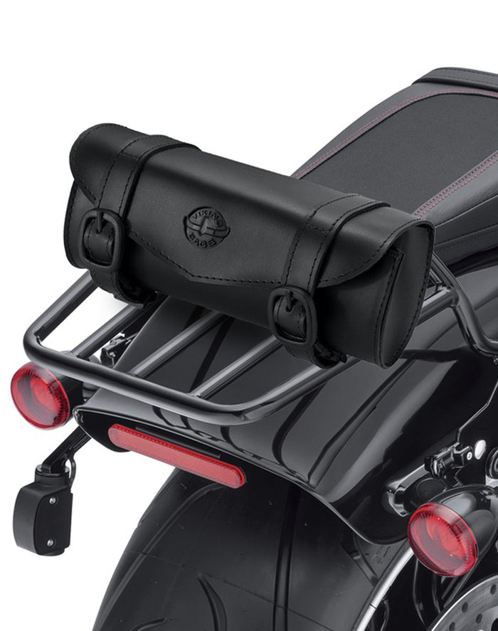 4L - Dark Age Plain Kawasaki Leather Motorcycle Roll Bag Weather Resistant