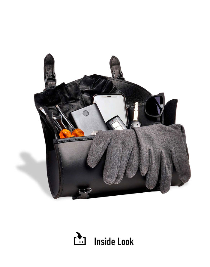 4L - Dark Age Plain Leather Motorcycle Fork Bag Inside Look