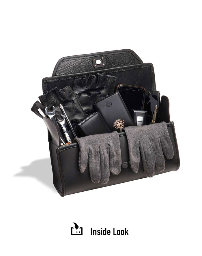 3L - Twist Essential Triumph Leather Motorcycle Handlebar Bag Inside Look