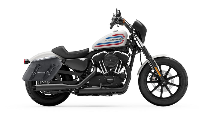 38L - Baldur XL Shock Cutout Harley Sportster 1200 Iron XL1200NS Leather Wrapped Hard Saddlebags Bag on Bike @expand