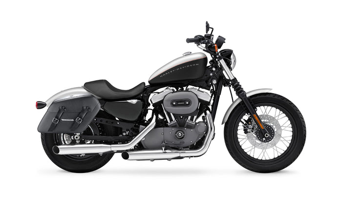 38L - Baldur XL Shock Cutout Harley Sportster 1200 Nightster XL1200N Leather Wrapped Hard Saddlebags Bag on Bike @expand