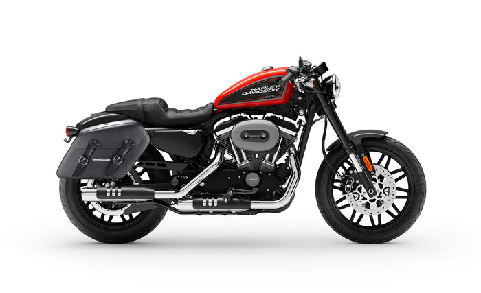 38L - Baldur XL Shock Cutout Harley Sportster 1200 Roadster XL1200CX Leather Wrapped Hard Saddlebags Bag on Bike @expand