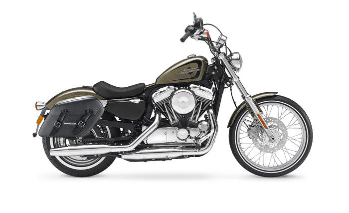 38L - Baldur XL Shock Cutout Harley Sportster 72 XL1200V Leather Wrapped Hard Saddlebags Bag on Bike @expand