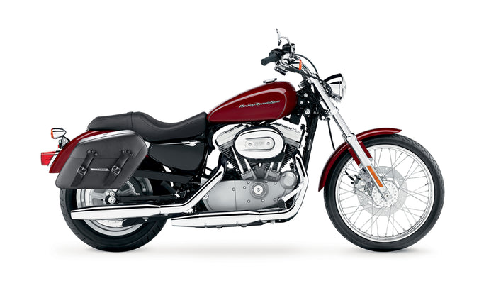 38L - Baldur XL Shock Cutout Harley Sportster 883 Custom XL883C/XLH883C Leather Wrapped Hard Saddlebags Bag on Bike @expand