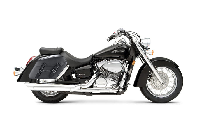 38L - Baldur XL Shock Cutout Honda Shadow 750 Aero Leather Wrapped Hard Saddlebags Bag on Bike  @expand